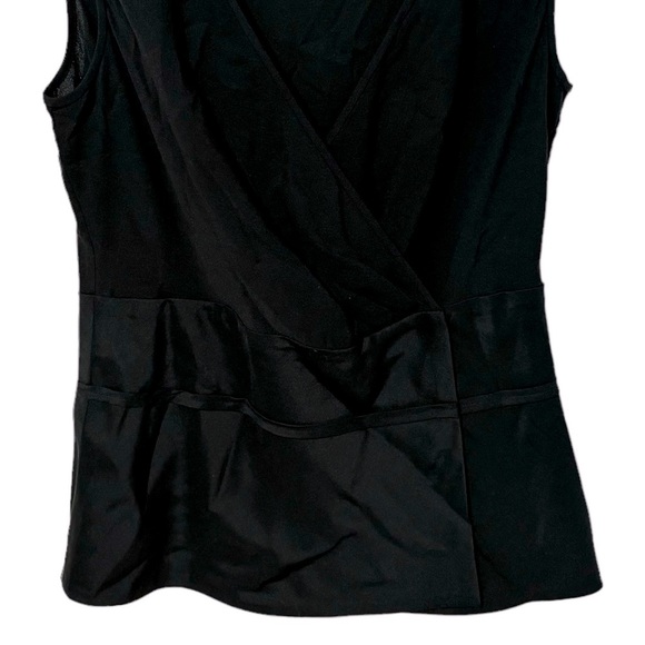 Silk Sleeveless Black Low V Neck Wrap Top - Picture 3 of 9